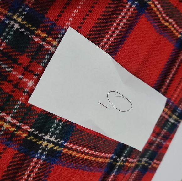 VTG 80' Lady Hazan women's red  Tartan plaid skirt with gold buttons size 14  W - Picture 7 of 7